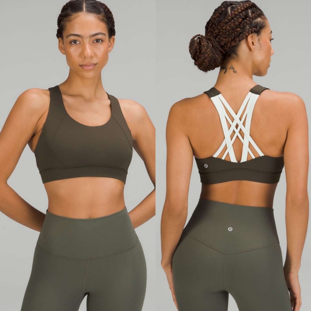 Lululemon Free To Be Elevated‎ Sports Bra Olive Green Womens Size 4 Style W2BVAS